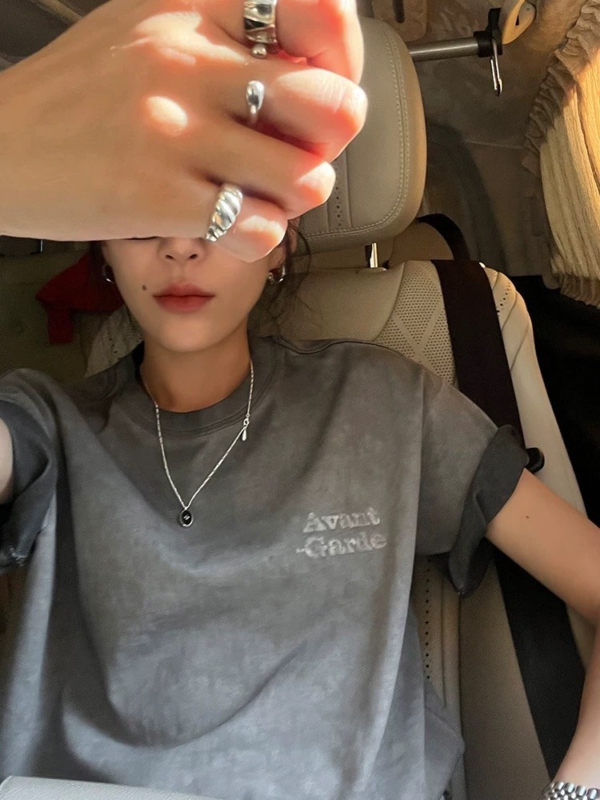 臟洗短袖t恤正肩字母印花圓領