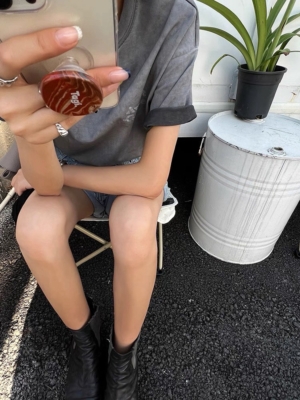 臟洗短袖t恤正肩字母印花圓領