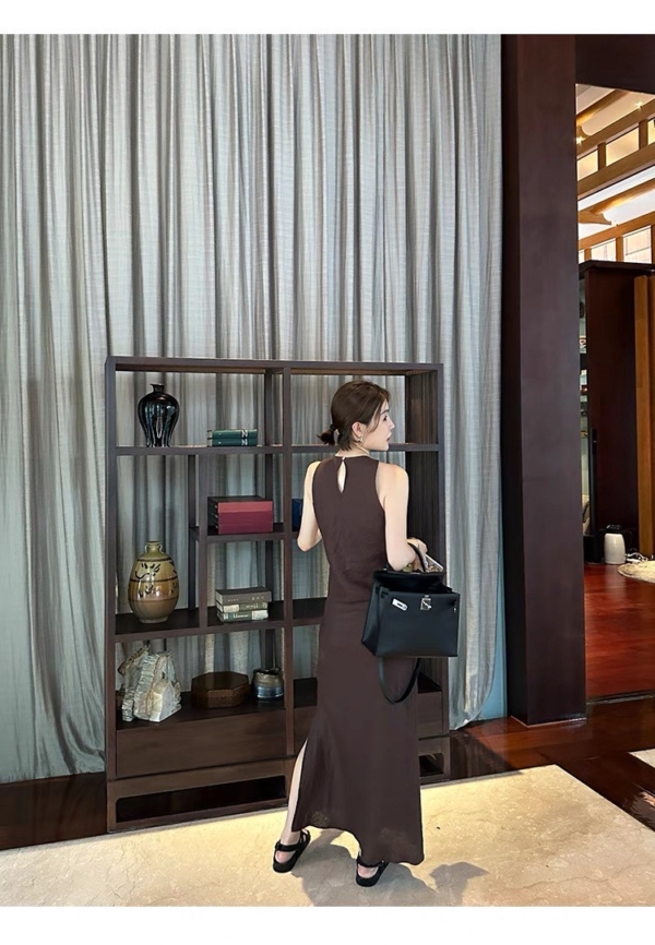 亞麻A字洋裝無袖長裙