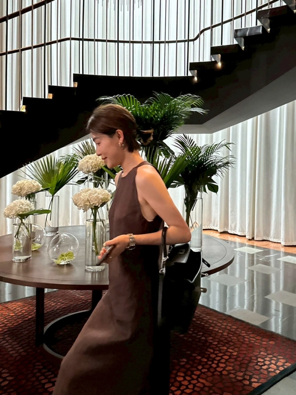 亞麻A字洋裝無袖長裙