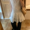 法式蕾絲拼接刺繡疊穿背心裙