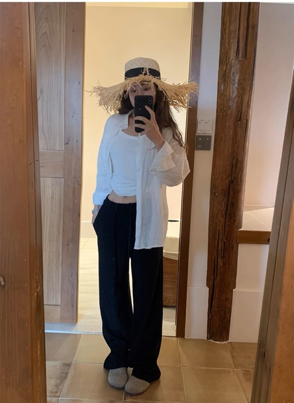 100%純亞麻慵懶寬鬆襯衫