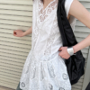 法式蕾絲拼接刺繡疊穿背心裙