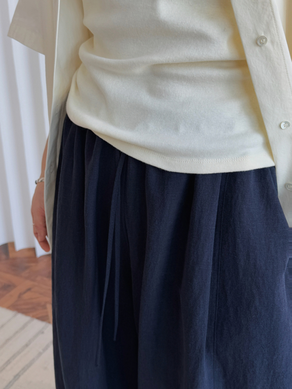 空氣感亞麻天絲立體輪廓長褲