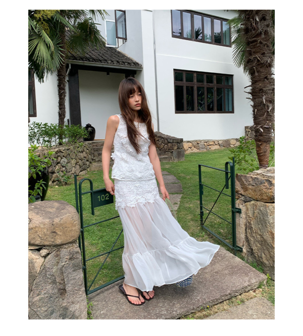 甜美清新軟妹鏤空鉤花無袖蕾絲衫