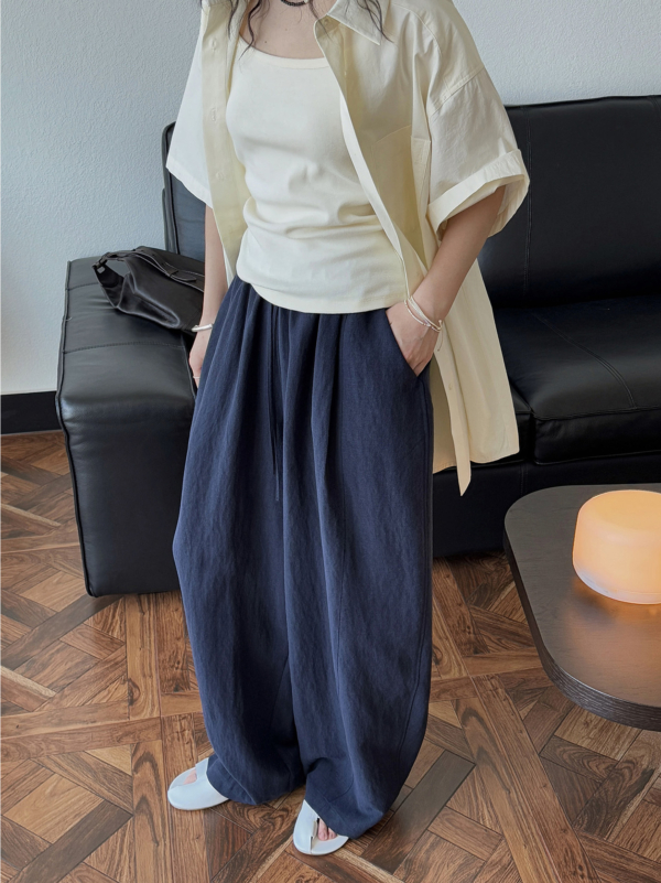空氣感亞麻天絲立體輪廓長褲