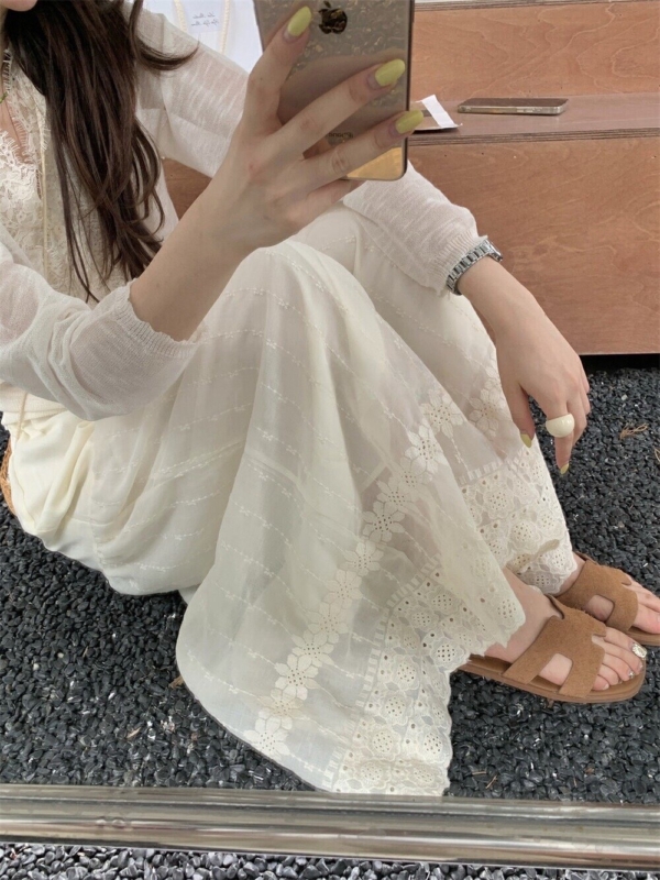 提花刺繡裙褲休閒褲