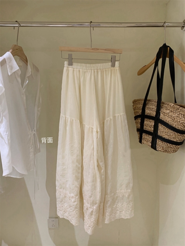 提花刺繡裙褲休閒褲