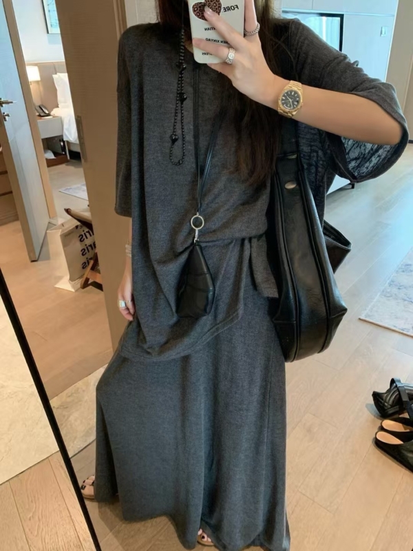 亞麻棉T半身裙套裝