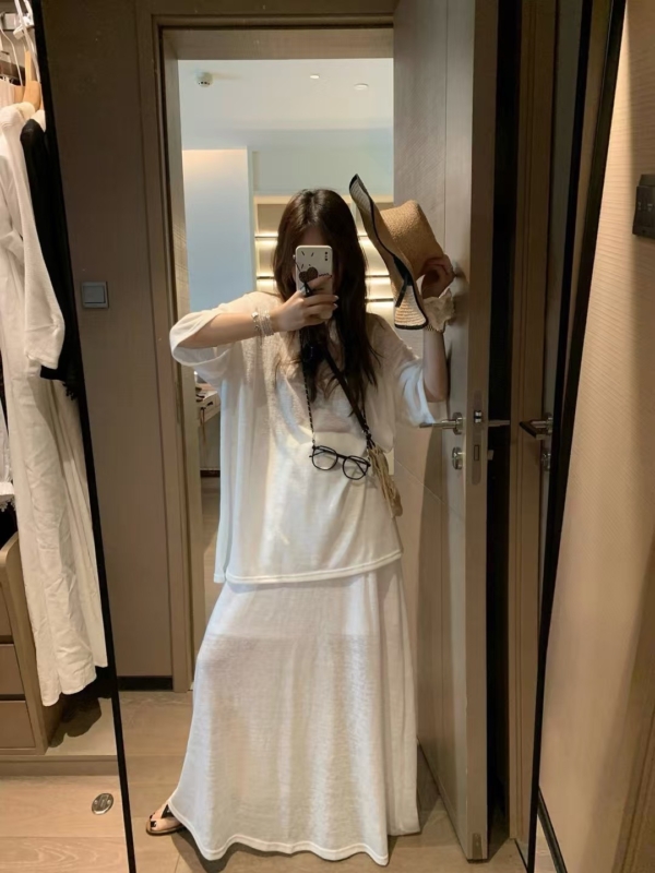 亞麻棉T半身裙套裝