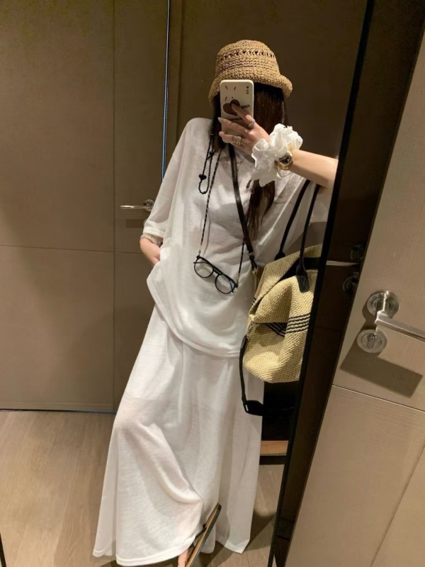 亞麻棉T半身裙套裝