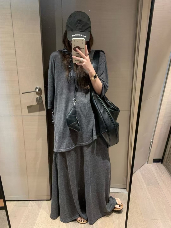 亞麻棉T半身裙套裝