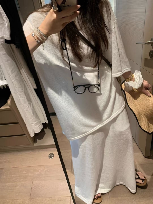 亞麻棉T半身裙套裝