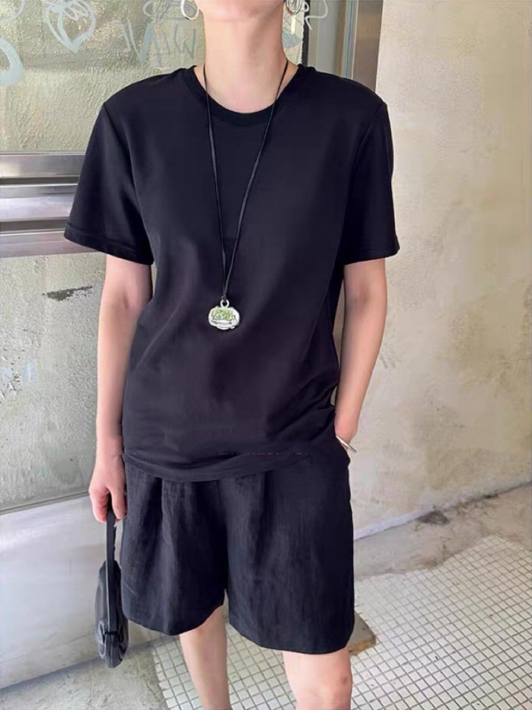 100%亞麻熱賣亞麻中長短褲顯瘦