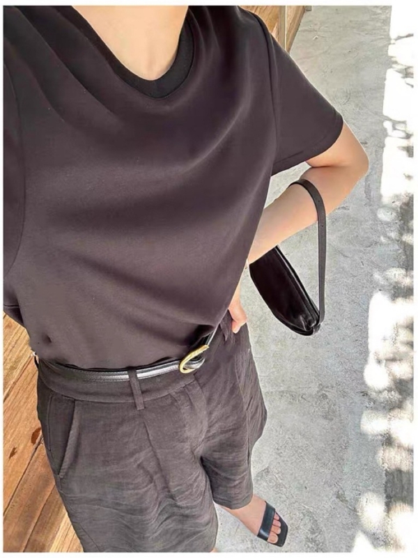 100%亞麻熱賣亞麻中長短褲顯瘦