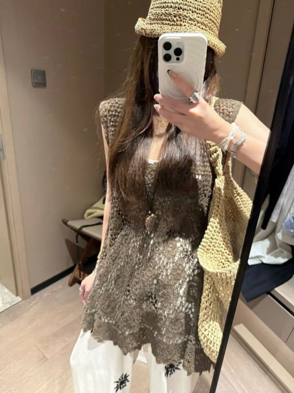 100%棉長版鏤空背心裙