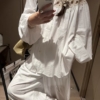100%棉鏤空燈籠袖襯衫