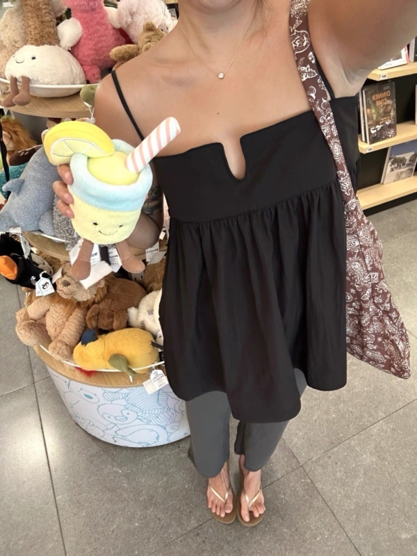 法式平口小u字A字吊帶背心