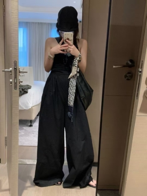 亞麻棉抹胸連身褲