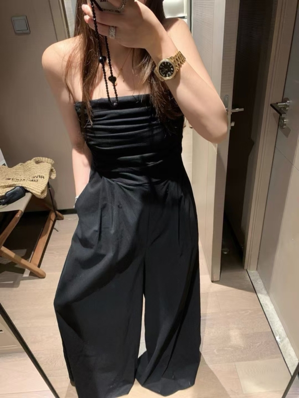 亞麻棉抹胸連身褲