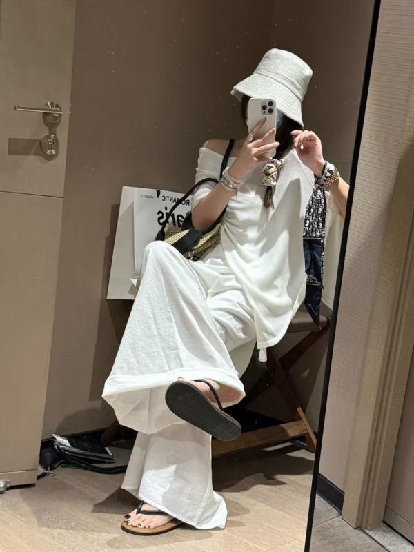 亞麻棉抹胸連身褲