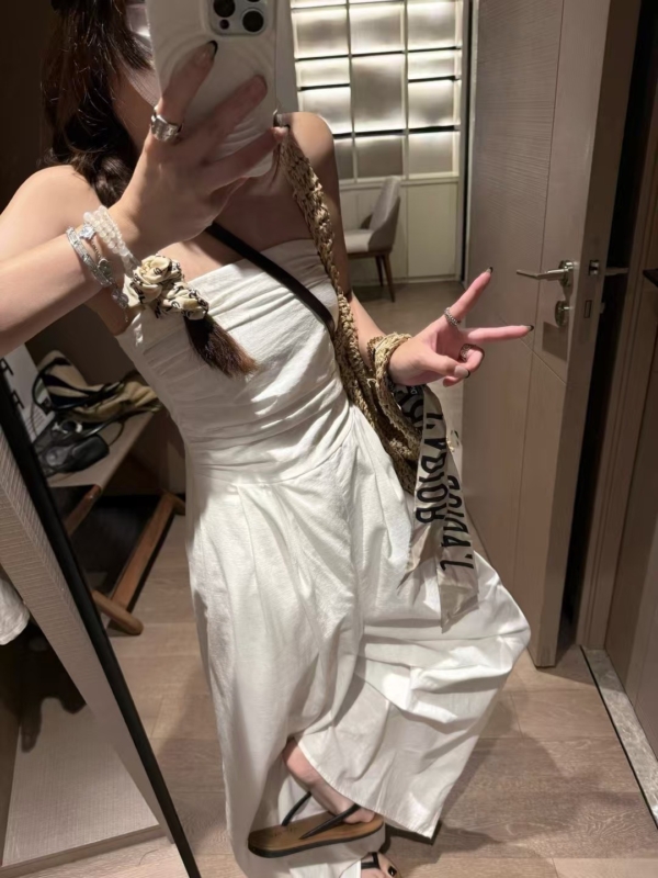 亞麻棉抹胸連身褲