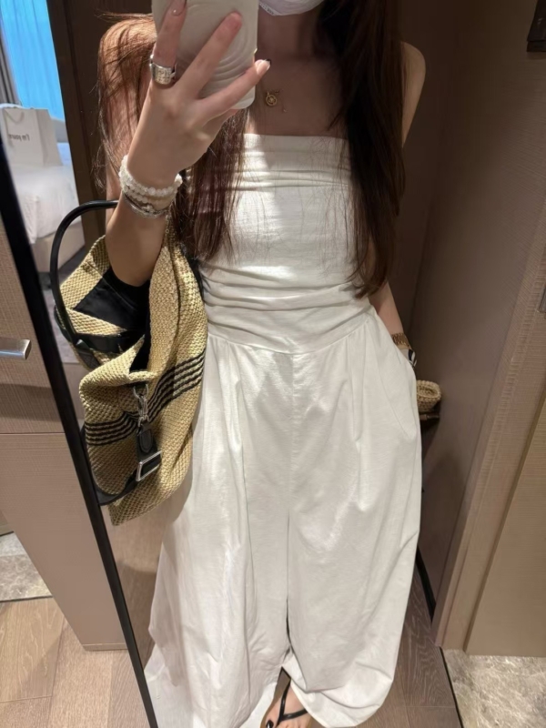 亞麻棉抹胸連身褲