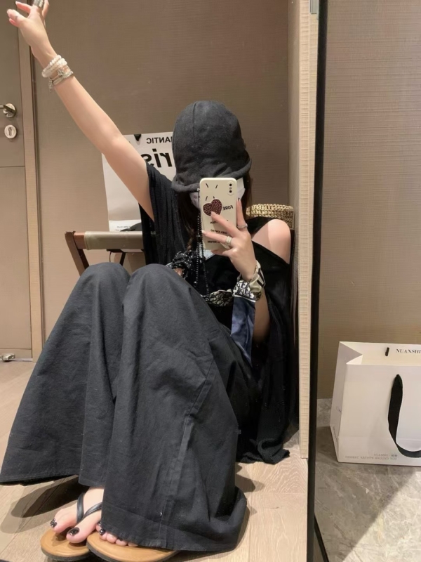 亞麻棉抹胸連身褲