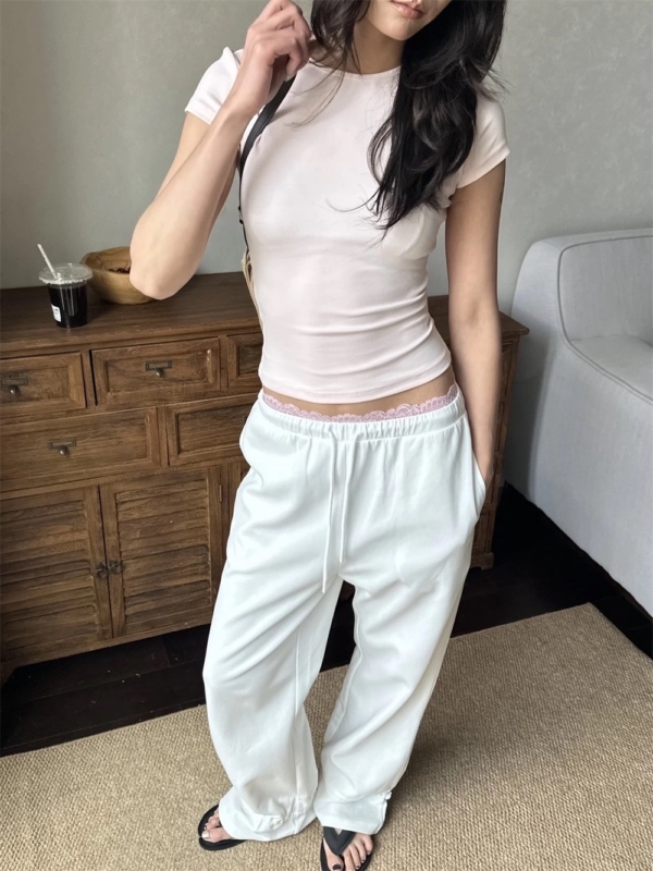 正肩圓領彈力短袖T