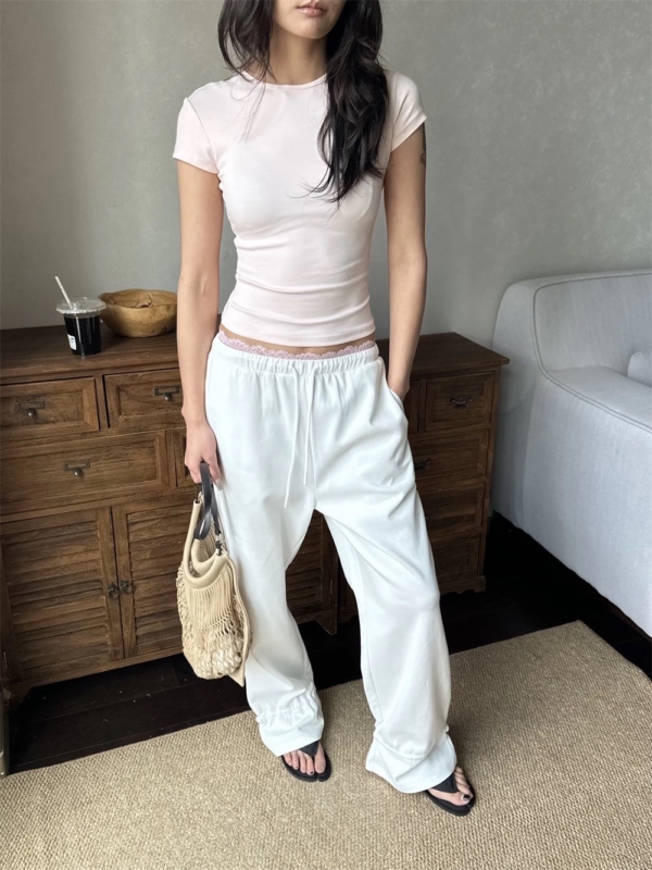 正肩圓領彈力短袖T