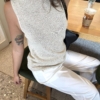 顆粒感無袖亞麻圓領背心針織