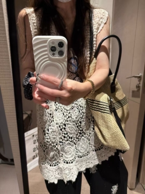 100%棉長版鏤空背心裙