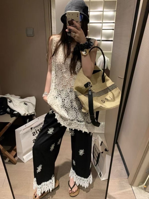 100%棉長版鏤空背心裙