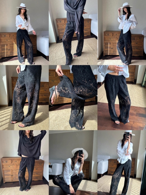 LINE_ALBUM_蕾絲復古編織長褲_250710_1 超重工鏤空絲絨蕾絲刺繡編織直筒褲