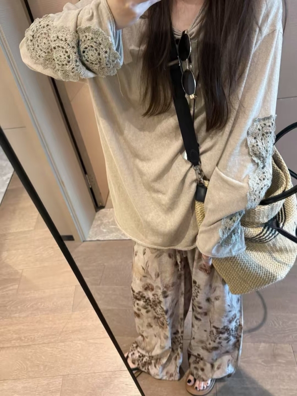 亞麻勾花亞麻罩衫