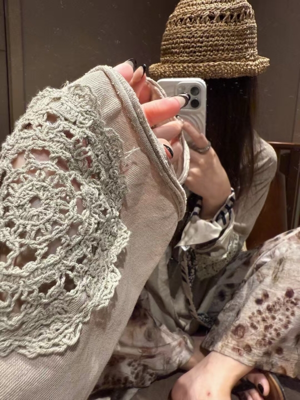 亞麻勾花亞麻罩衫