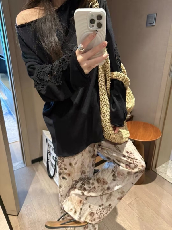 亞麻勾花亞麻罩衫