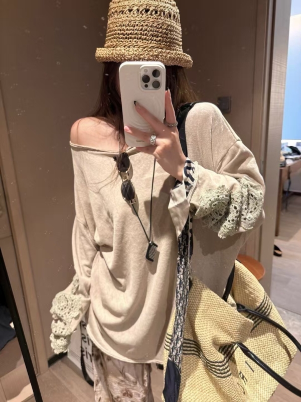 亞麻勾花亞麻罩衫