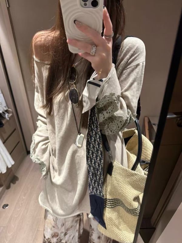 亞麻勾花亞麻罩衫