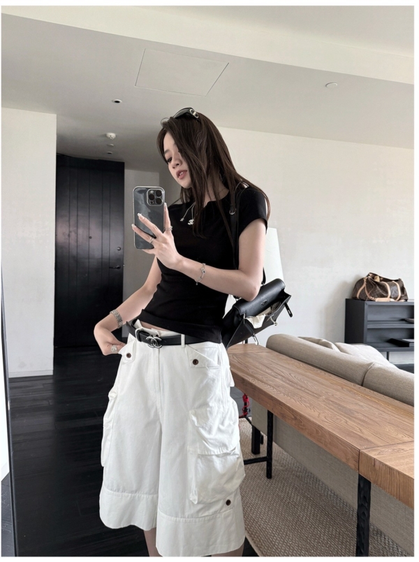 機能重工裝褲寬鬆大口袋七分褲