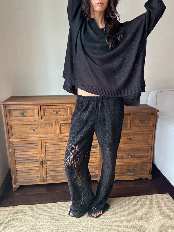 V領亞麻薄款不規則針織衫鏤空慵懶風罩衫