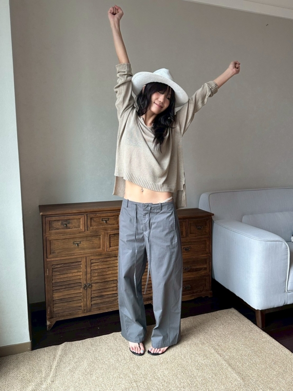 V領亞麻薄款不規則針織衫鏤空慵懶風罩衫