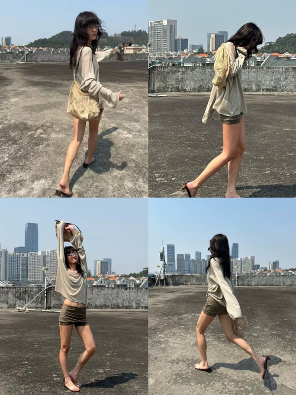 V領亞麻薄款不規則針織衫鏤空慵懶風上衣