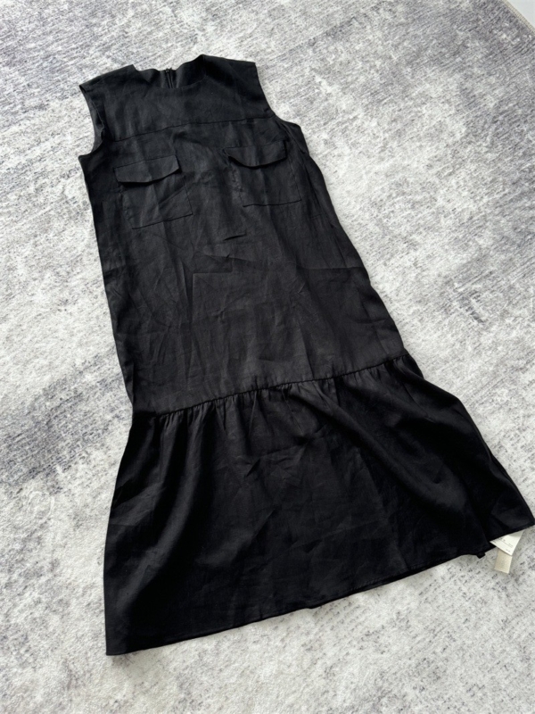 無袖魚尾亞麻洋裝亞麻背心無袖洋裝