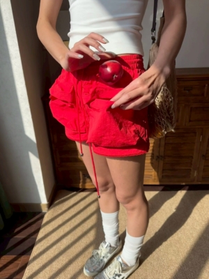 鬆緊腰休閒百搭尼龍工裝短褲