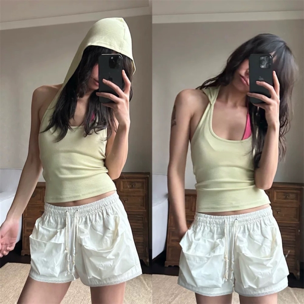 鬆緊腰休閒百搭尼龍工裝短褲