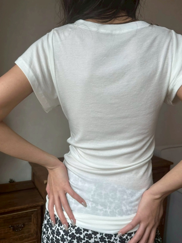 堆疊中長天絲毛衣典基本款v領t恤