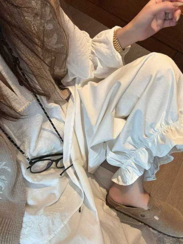 入秋超柔紗洗棉花邊燈籠長褲