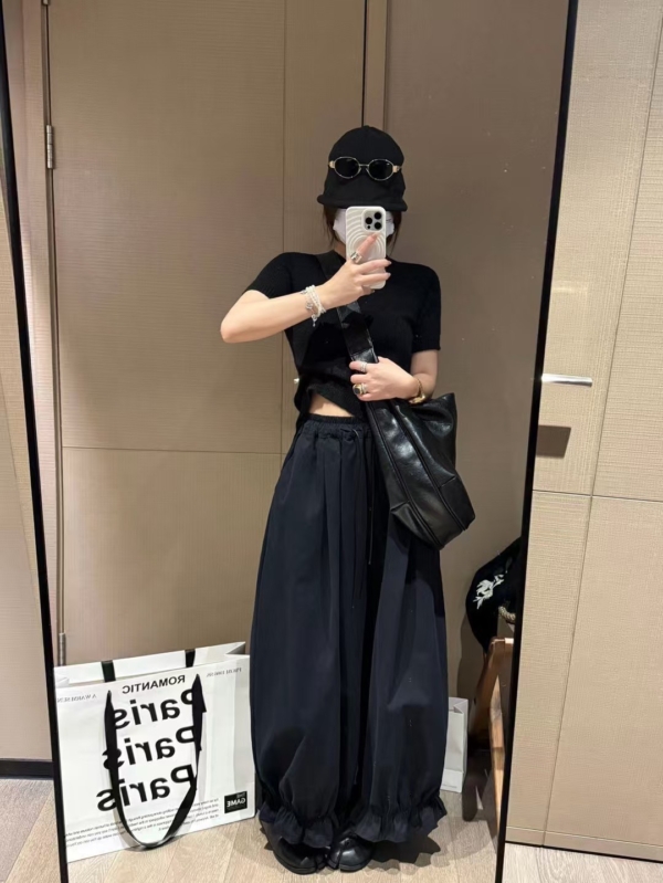 入秋超柔紗洗棉花邊燈籠長褲