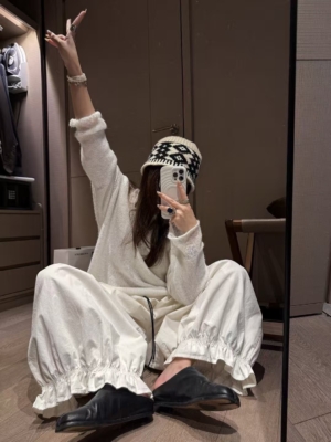 入秋超柔紗洗棉花邊燈籠長褲